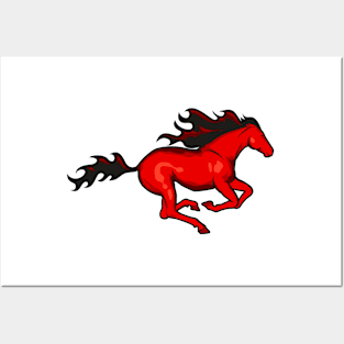 Red running horse Posters and Art